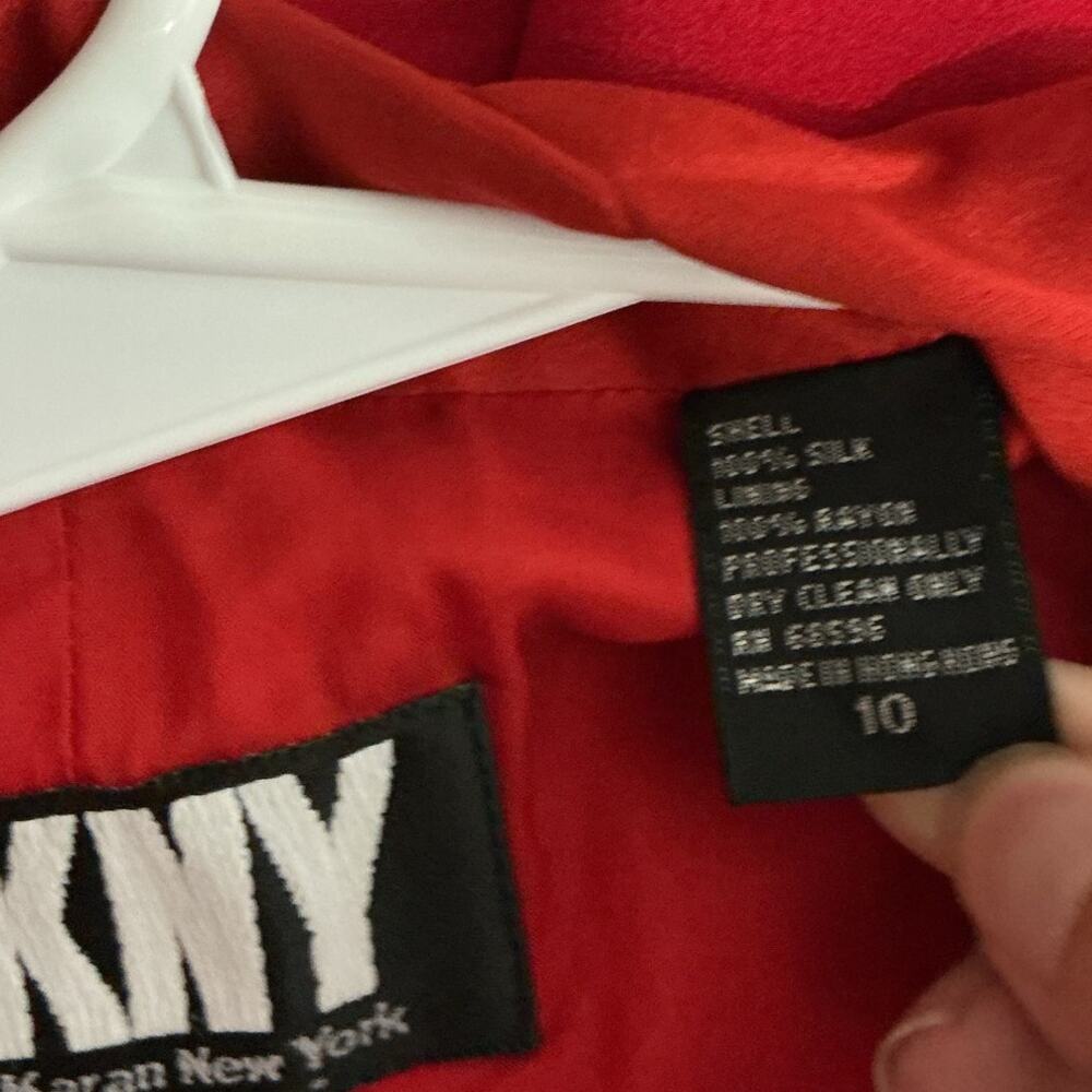 DKNY Red Silk Vintage Blazer Sz 10 - Picture 5 of 12